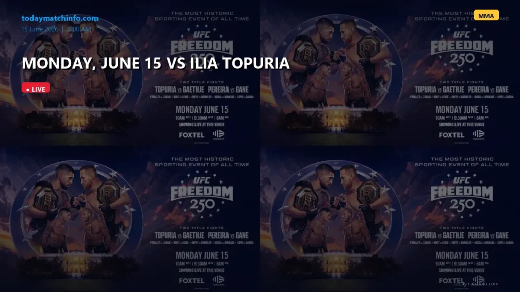 UFC Main Event: Ilia Topuria vs Gaethje Live Stream 15 June 2026 UK