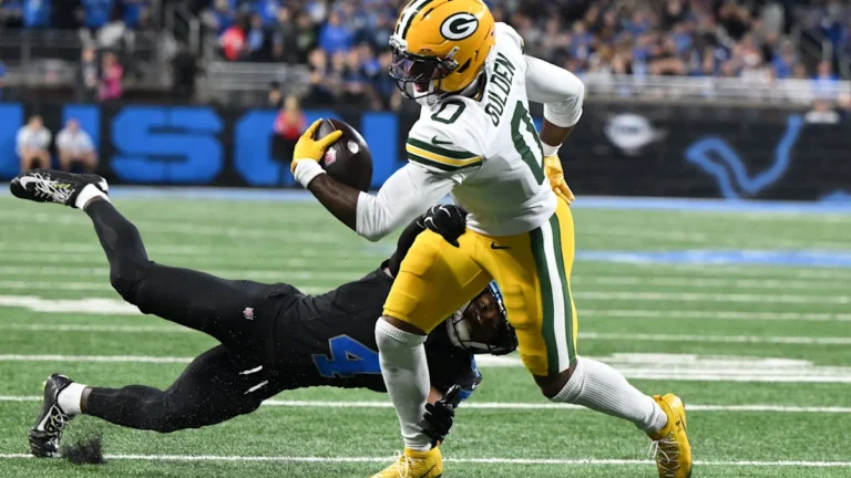 WATCH: Packers extend lead with Matthew Golden TD after Bryce Young INT